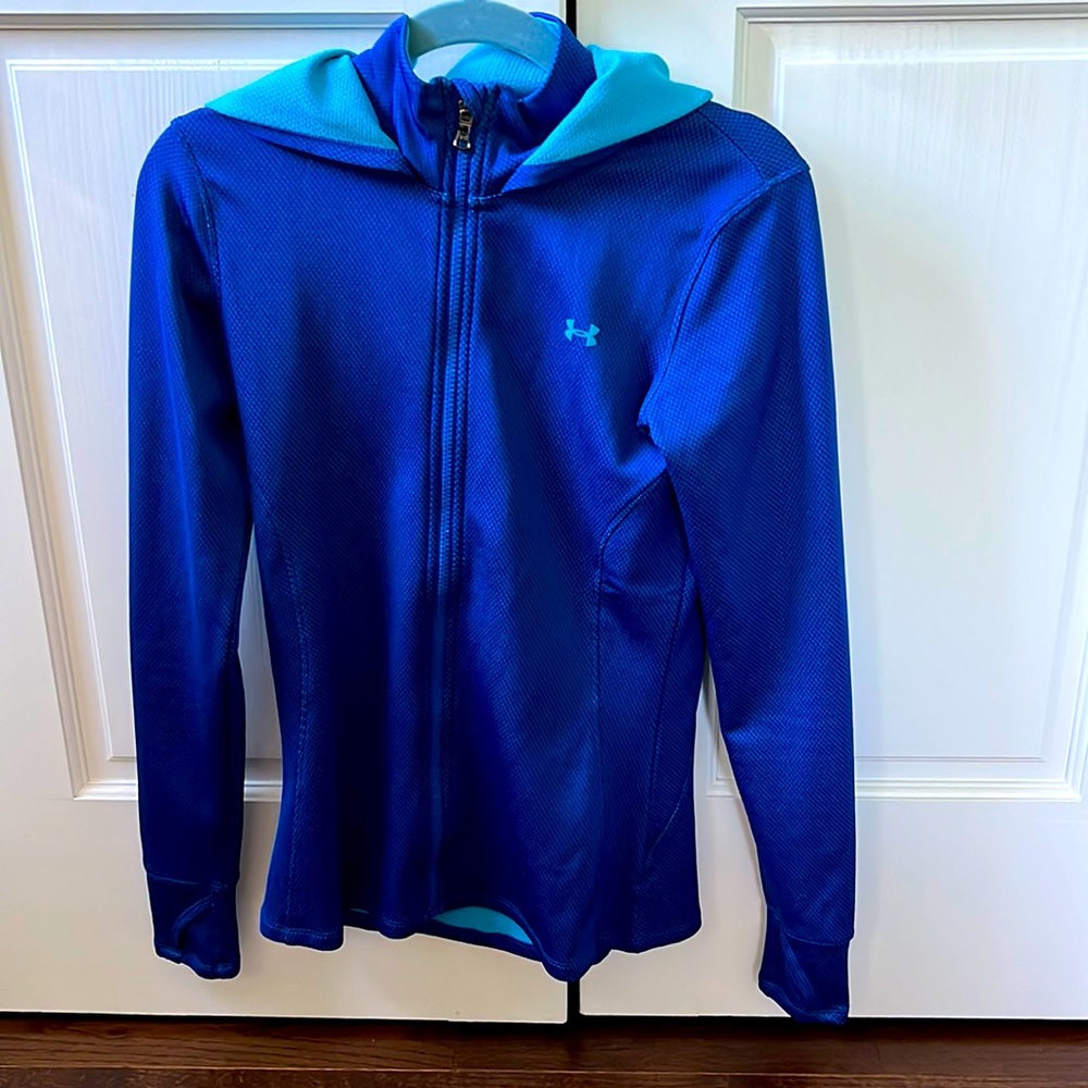 Blue fitted athletic jacket. Under Armour size small